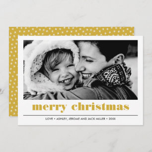 Minimal Graphic   Yellow Merry Christmas Photo Card