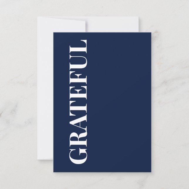 Minimal GRATEFUL | Navy Blue Holiday Greeting Card (Front)