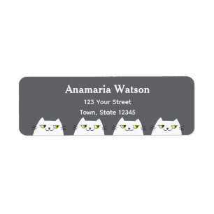 Minimal Gray Cat Return Address Label