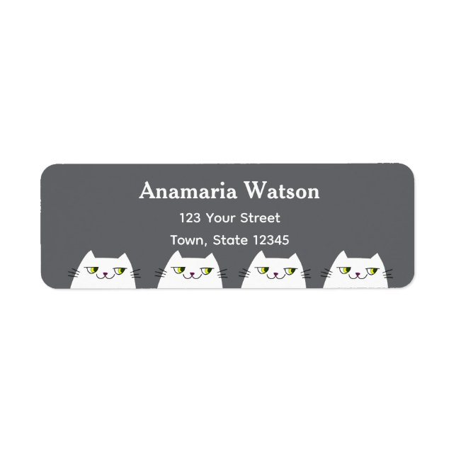 Minimal Gray Cat Return Address Label (Front)