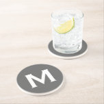 Minimal Gray Classic Monogram Stone Coaster<br><div class="desc">Minimal monogram initial design features a simple gray background with your initial in classic block typography in white for a clean,  simple stylish look.</div>