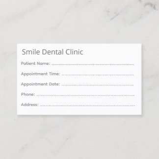 Minimal Gray Dental Appointment Card