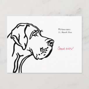 minimal Great Dane drawing announcement Postcard