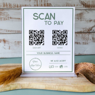 Minimal green 2 QR codes business scan to pay  Poster