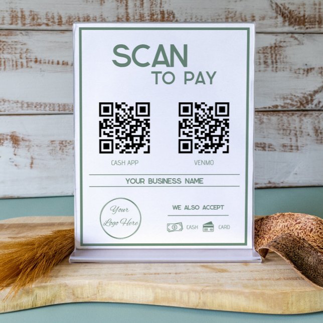 Minimal green 2 QR codes business scan to pay  Poster (Creator Uploaded)