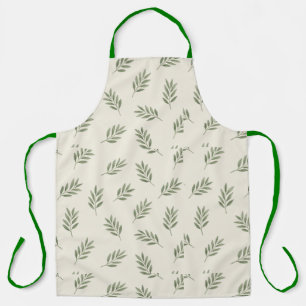 🌿 Minimal Green Botanical Leaf Elegance 🌿 Apron