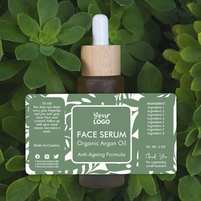 Minimal Green Botanical Tropical Leaf Face Serum (Minimal Green Botanical Tropical Leaf Face Serum Label)