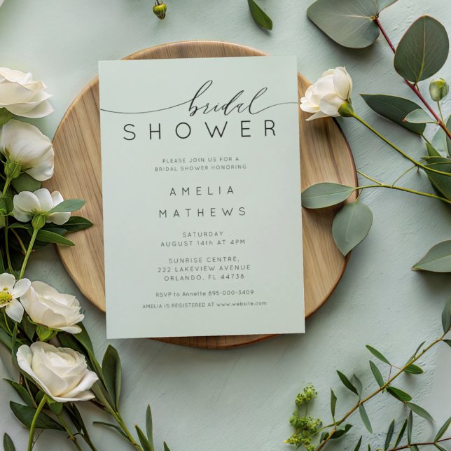 Minimal Green Bridal Shower Invitation (Creator Uploaded)