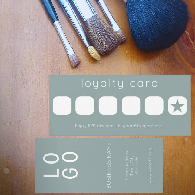  MINIMAL GREEN BUSINESS LOGO LOYALTY REWARD CARD (Creator Uploaded)