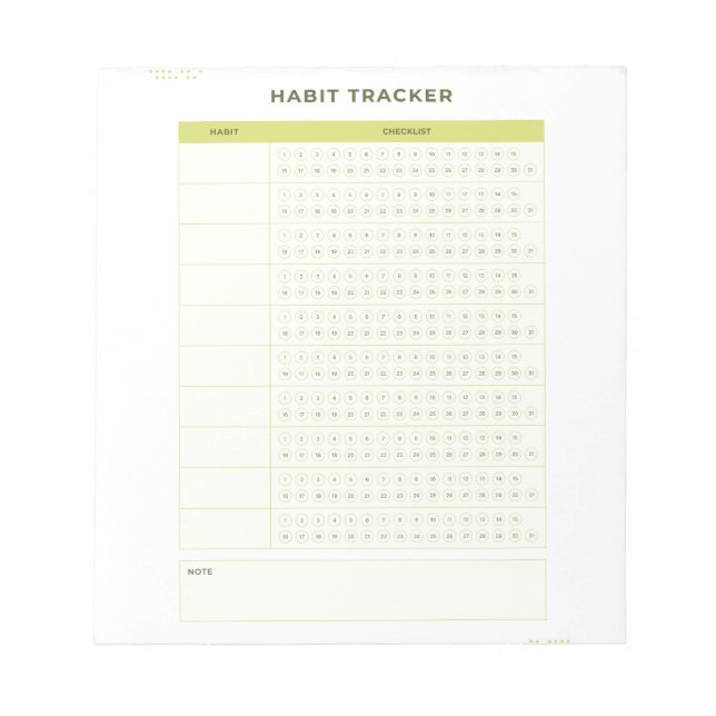 Minimal Green Daily Checklist Planner Design Notepad (Front)