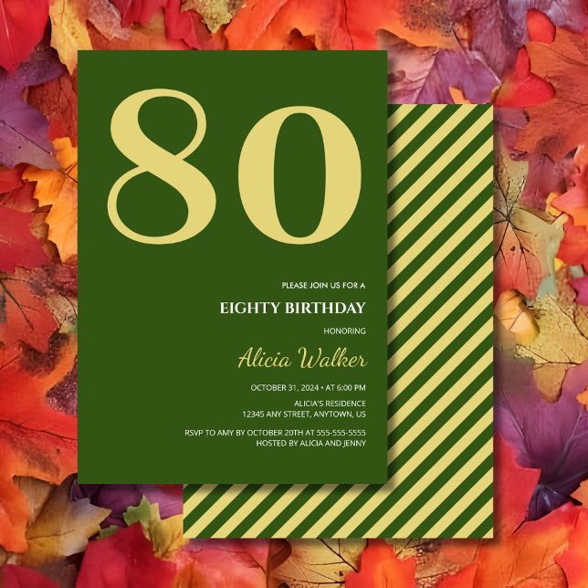 Minimal Green Gold Typography Birthday Invitation (Creator Uploaded)