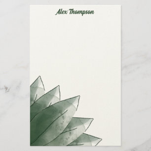 Minimal Green Leaves Stationery Paper