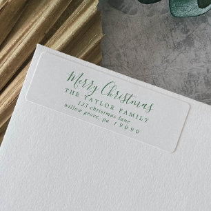 Minimal Green Merry Christmas Return Address Label