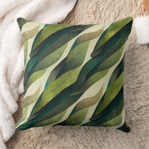 Minimal Green Olive Abstract Deco Pattern Cushion