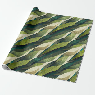 Minimal Green Olive Abstract Deco Pattern Wrapping Paper
