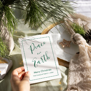 Minimal Green Peace on Earth Christmas Card