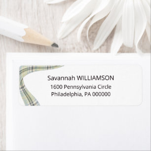 Minimal Green Tartan Curve Elegant Return Address Label