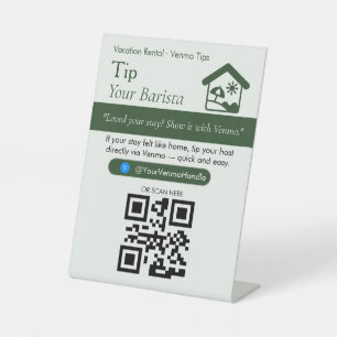 Minimal Green Tip Your Barista QR Code Sign