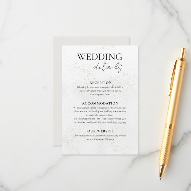 Minimal Green Watercolor Texture Wedding Details Enclosure Card (Front/Back In Situ)