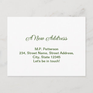 minimal green we have moved add name address text postcard