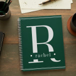 Minimal Green & White Monogram Planner<br><div class="desc">This simple yet elegant design adds style and grace to your desk with its dark, elegant minimal design in rich forest green and white. Elegant, modern and understated, it's the perfect way to keep your days organised. Personalised with a name and initial, it makes a great bridal shower, Christmas or...</div>