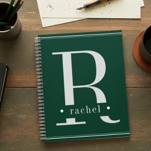 Minimal Green & White Monogram Planner