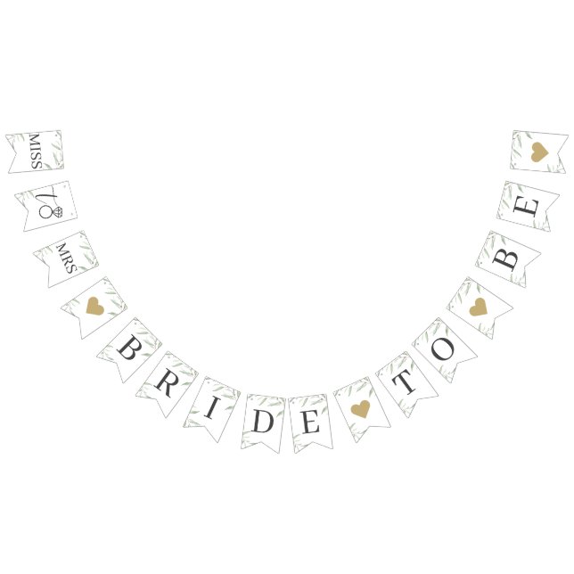 Minimal Greenery Bride to Be Rustic Bridal Shower Bunting (All)