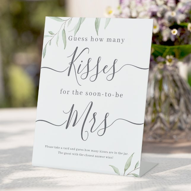 Minimal greenery guess how many kisses game sign (Minimal greenery guess how many kisses game sign)