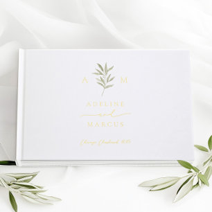 Minimal Greenery Olive Branch Wedding Foil Guest B Guest Book
