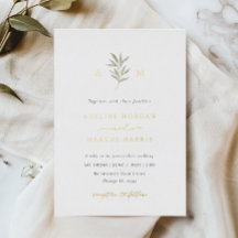 Minimal Greenery Olive Branch Wedding Invitation