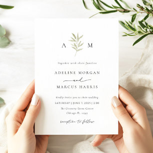 Minimal Greenery Olive Branch Wedding Invitation