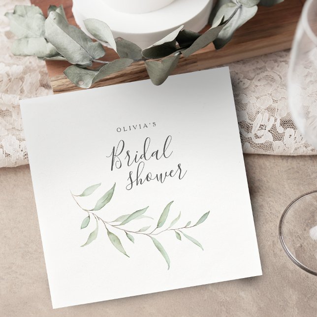 Minimal greenery rustic bridal shower party napkin (Minimal greenery rustic bridal shower party napkins)