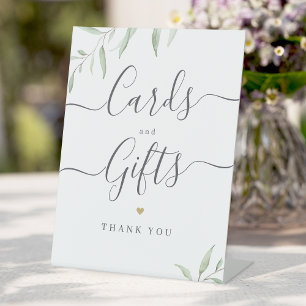 Minimal greenery rustic Wedding Cards And Gifts Pedestal Sign