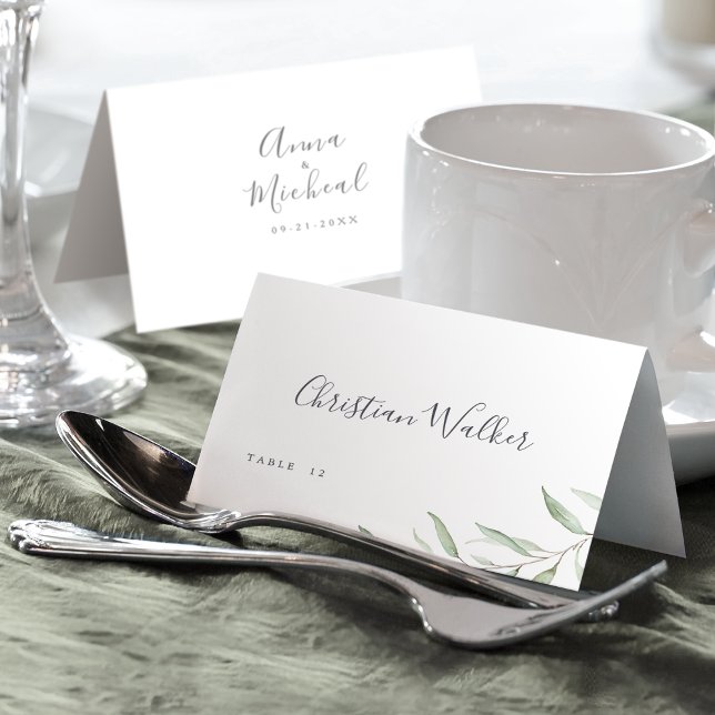 Minimal greenery rustic wedding Place Card (Minimal greenery rustic wedding Place Card)