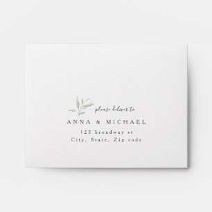 Minimal greenery rustic wedding RSVP Envelope