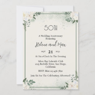 Minimal Greenery Wedding Anniversary Invitations