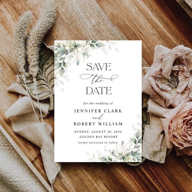 Minimal Greenery Wedding Save The Date (Creator Uploaded)