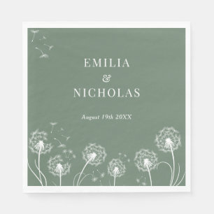 Minimal Greenery Wildflower Wedding  Napkin