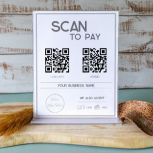 Minimal grey 2 QR codes business scan to pay  Poster