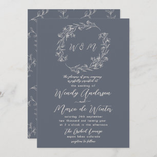 Minimal Grey and Cream Boho Botanical Wedding Invitation