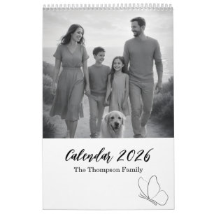 Minimal Grey and White Family Moments 14-Photo Calendar