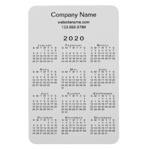 Minimal Grey Black 2020 Calendar Company Name Info Magnet