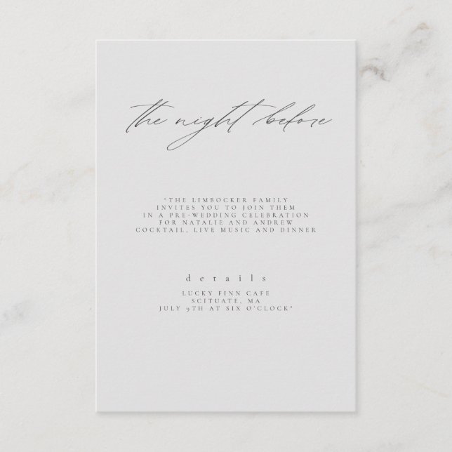 Minimal Grey Black Fine Art Floral Wedding Details Enclosure Card (Front)