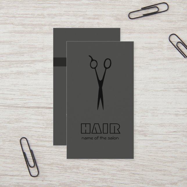 Minimal Grey Black Hairstylist/Salon Business Card (Front/Back In Situ)