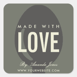 MINIMAL GREY CHARCOAL SPOON CHEF MADE WITH LOVE SQUARE STICKER