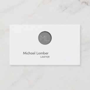 Minimal Grey Embossed Dot Monogram Business Card