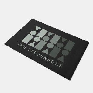 Minimal Grey Green Geometric Design Personalised   Doormat