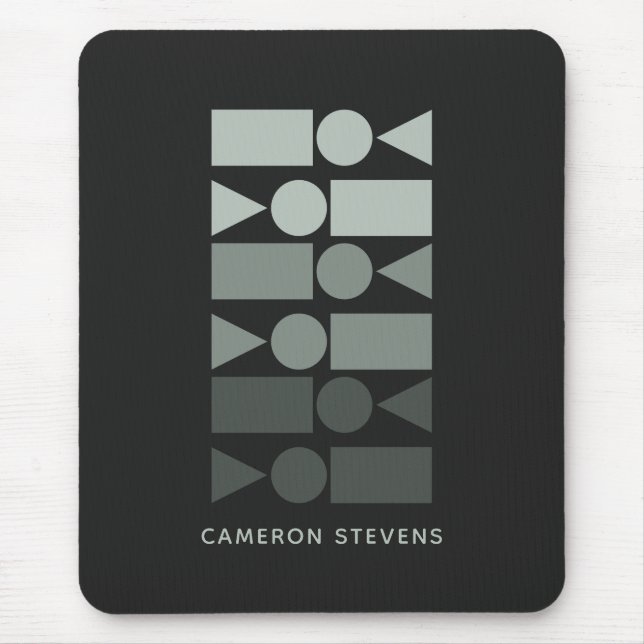 Minimal Grey Green Geometric Design Personalised  Mouse Pad (Front)