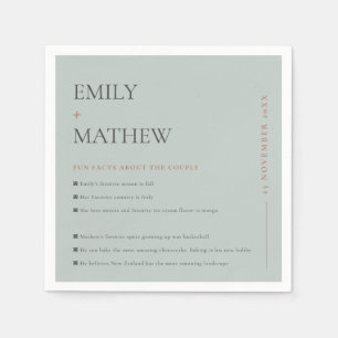 MINIMAL GREY GREEN TYPOGRAPHY FUN FACTS NAPKIN