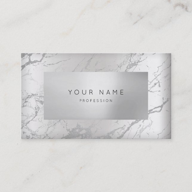 Minimal Grey Marble Appointment Silver 3D VIP Card (Front)